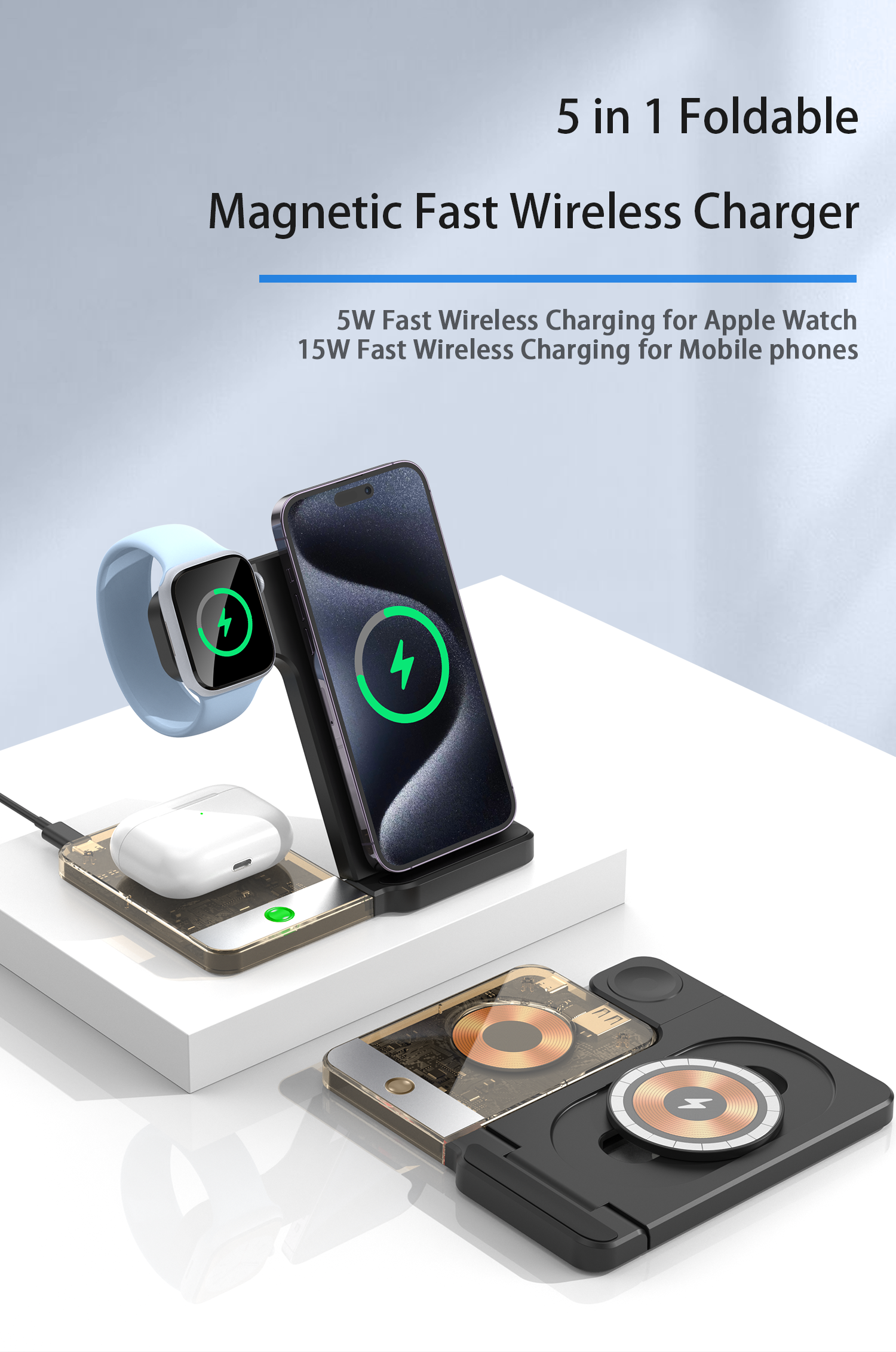 Smart Night Light - Magnetic Wireless Charger 5 in 1