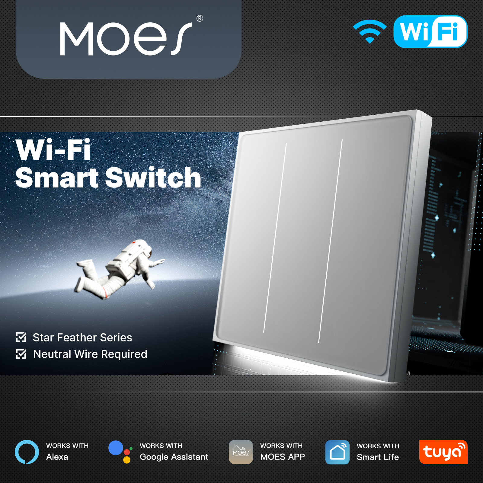 Smart Home Remote Control - MOES Tuya WiFi Smart Star Feather