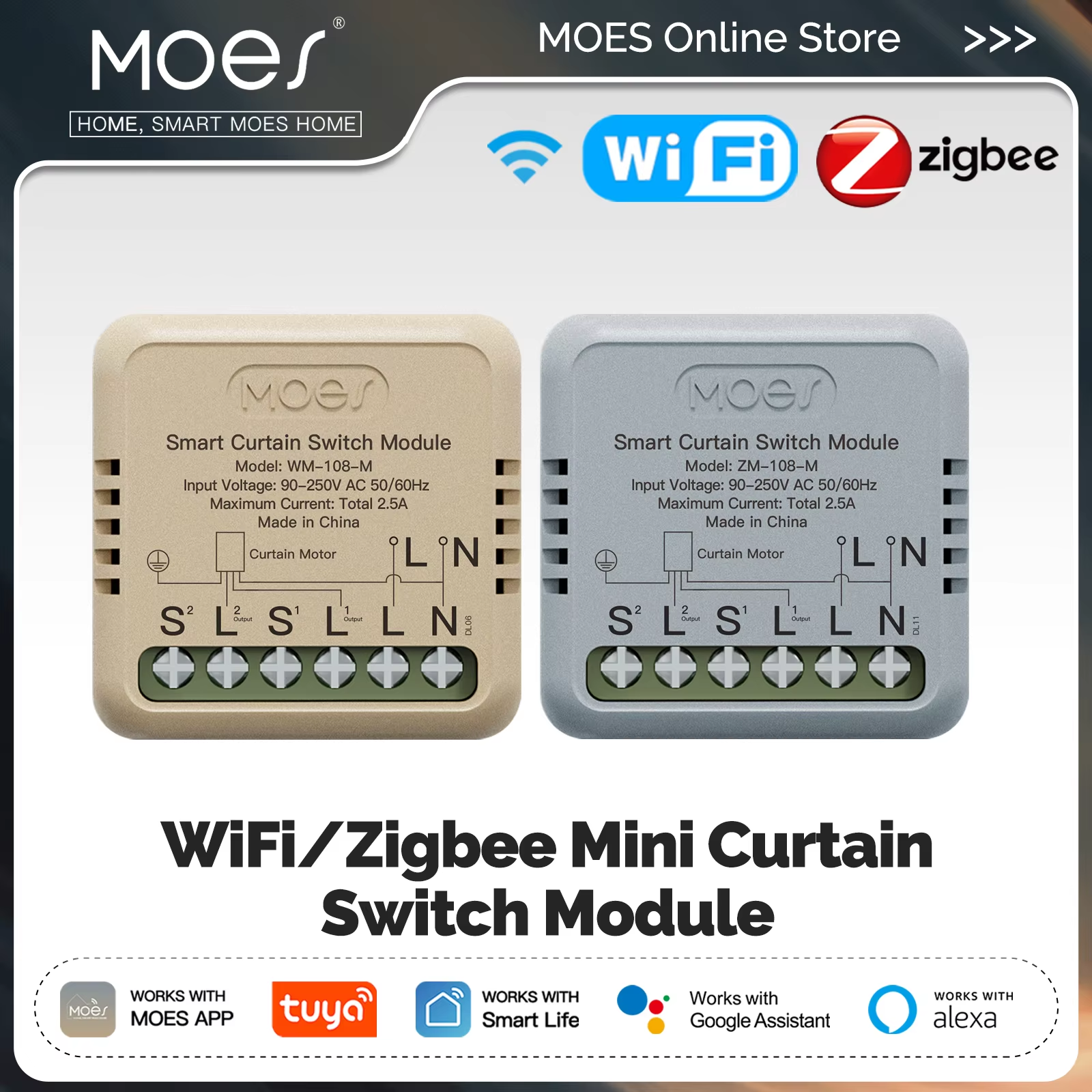 Smart Home Z Wave - MOES Tuya WiFi/ZigBee Smart Curtain Switch