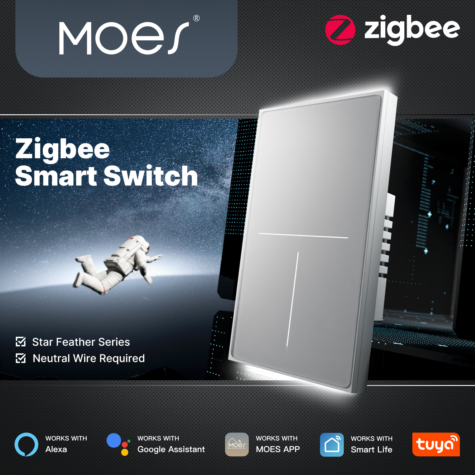 MOES Tuya ZigBee Star Feather  - Smart Home Remote Control review and price