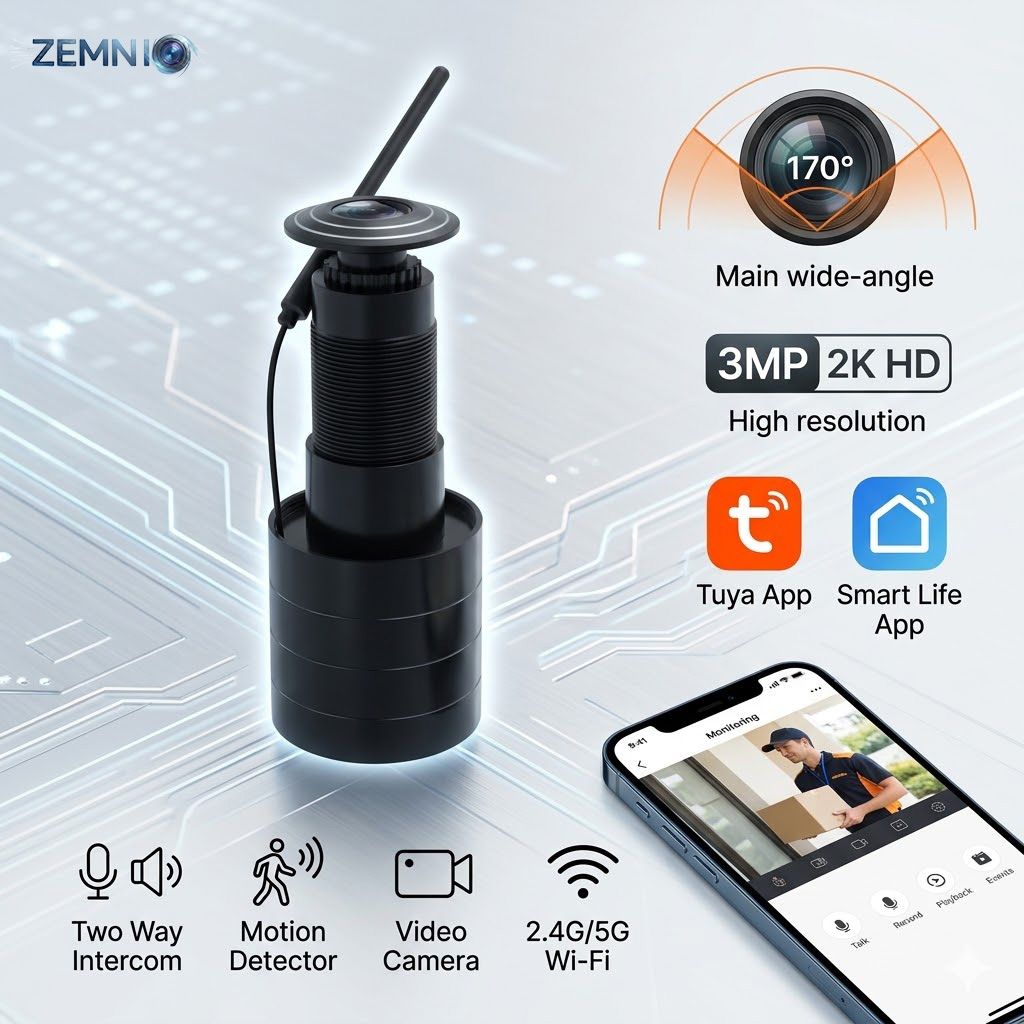 ZEMNIO 2K 3MP Smart Door Peeph - Smart Home Video Doorbell review and price