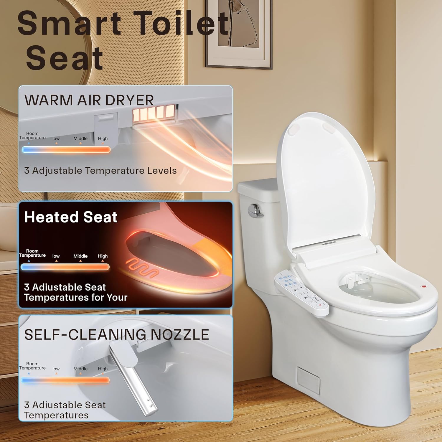 Electric Bidet Toilet Seat wit - Smart Night Light review and price