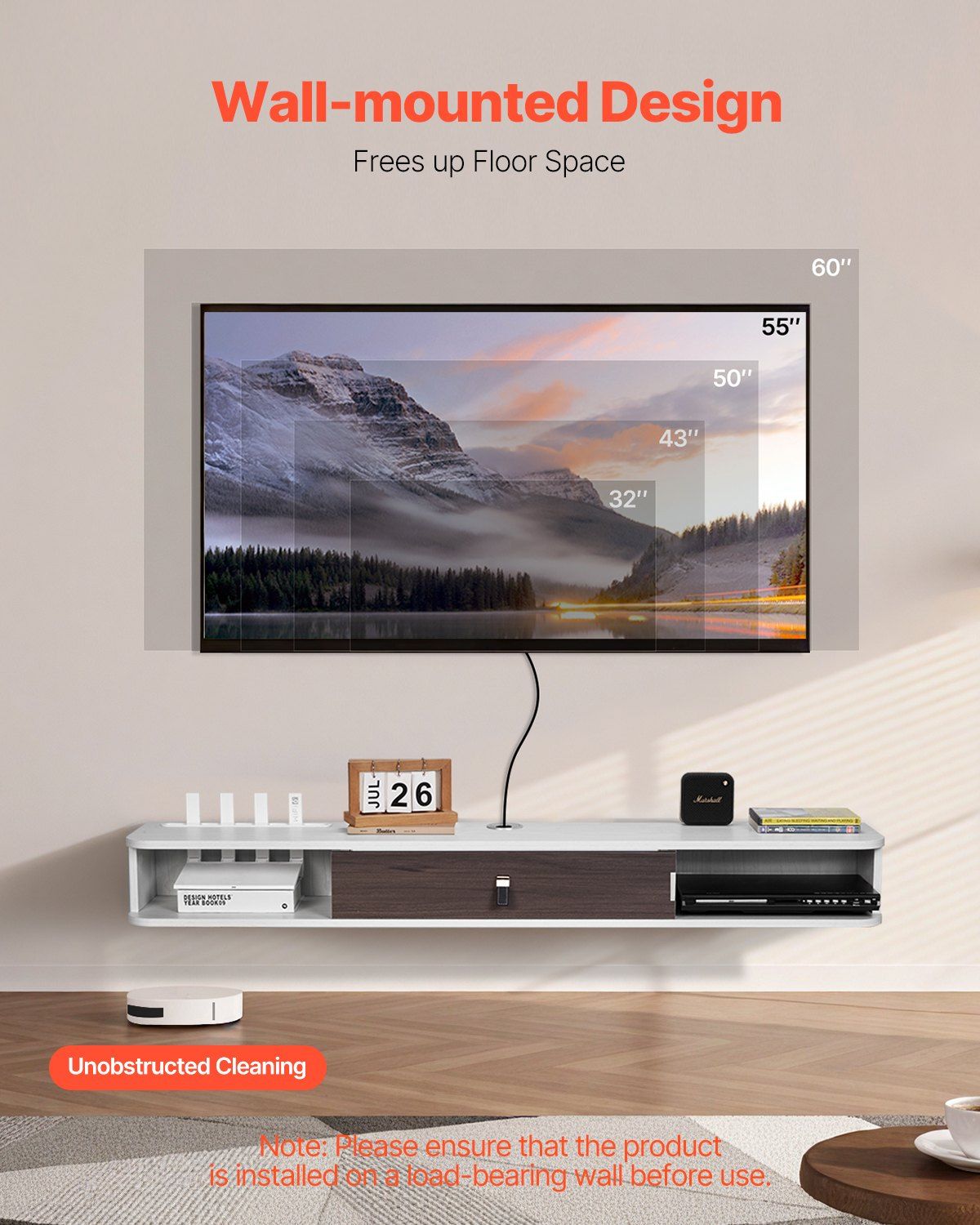 Modern 55in Wall Mount TV Shel - Smart Home Yourself review and price