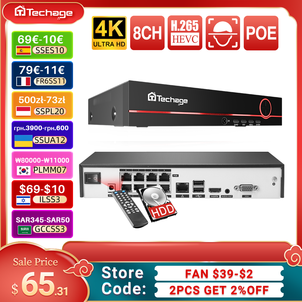Techage H.265 8CH PoE Network  - Security Ip Camera review and price