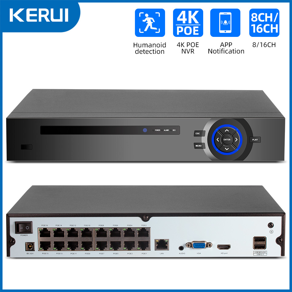 KERUI 4K 16CH POE NVR H.265 NV - Security Ip Camera review and price